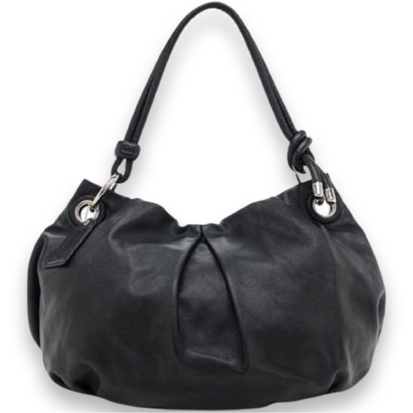 Coach Parker Pleated Black Leather Hobo - Picture 1 of 13